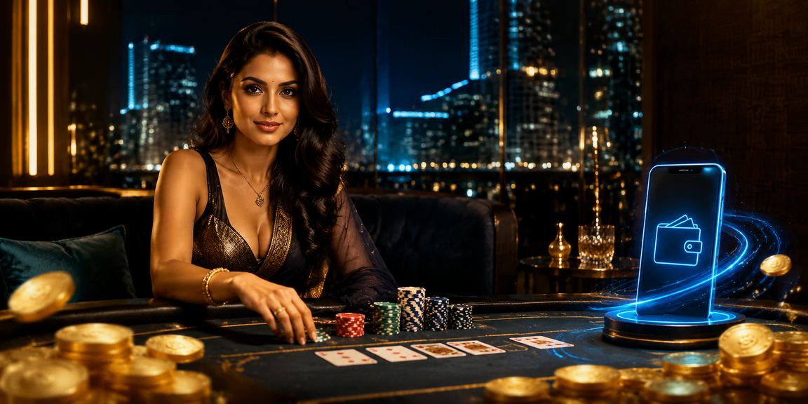 Indian woman playing Teen Patti on mobile